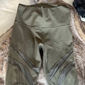 Army green lululemon mesh cut out leggings